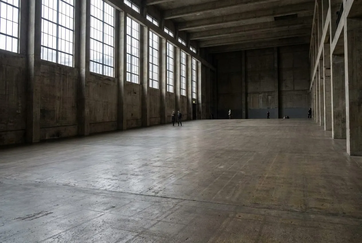 The vast Turbine Hall at Tate Modern with its broad sloping concrete floor